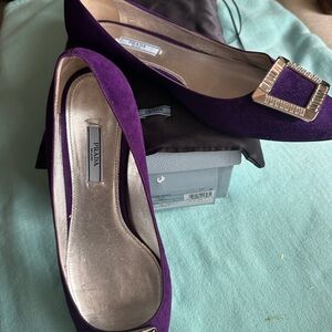 Prada Women's Purple Flats with Silver Buckle